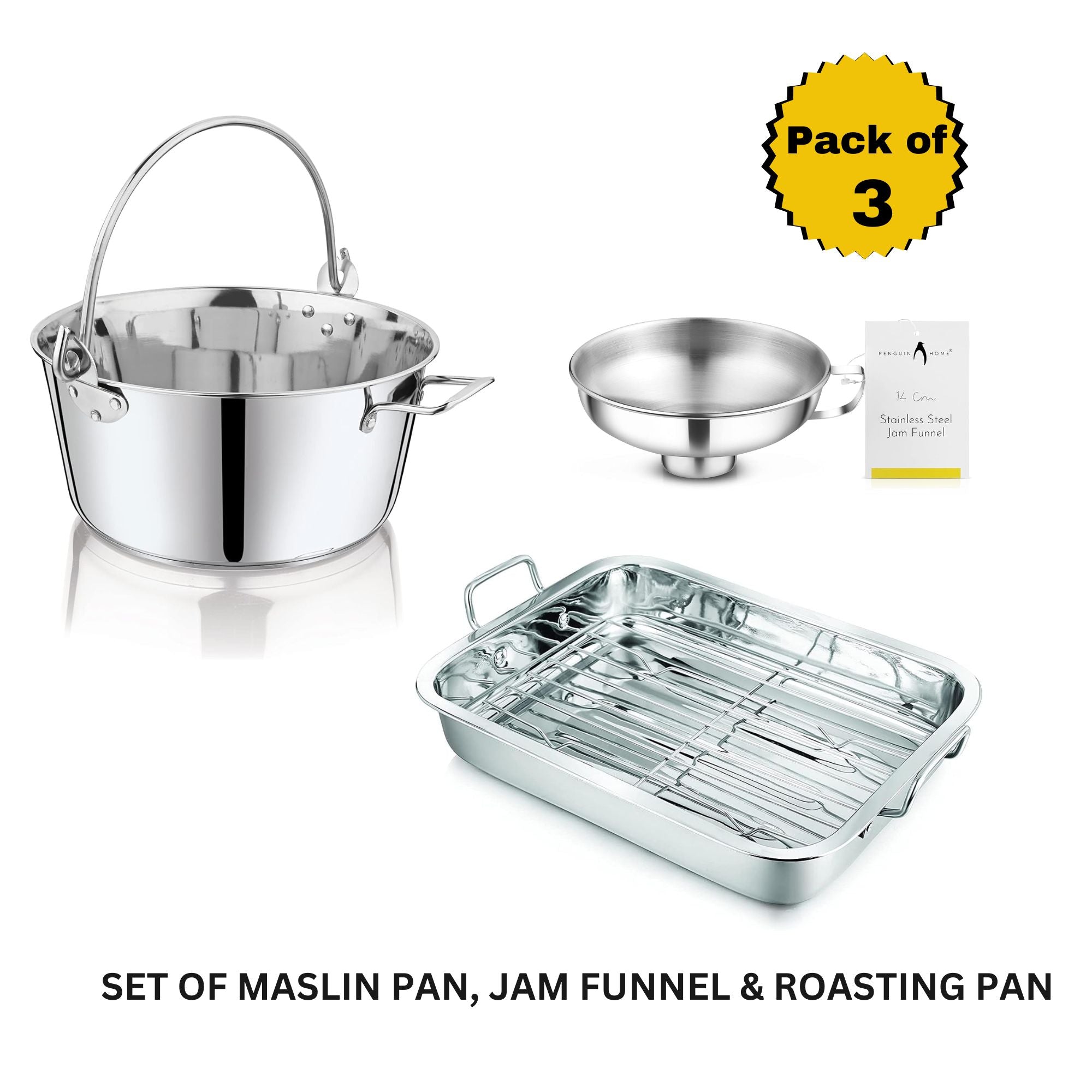 Buy Ultimate Stainless Steel Cookware Set of 3 Jam Pan, Funnel