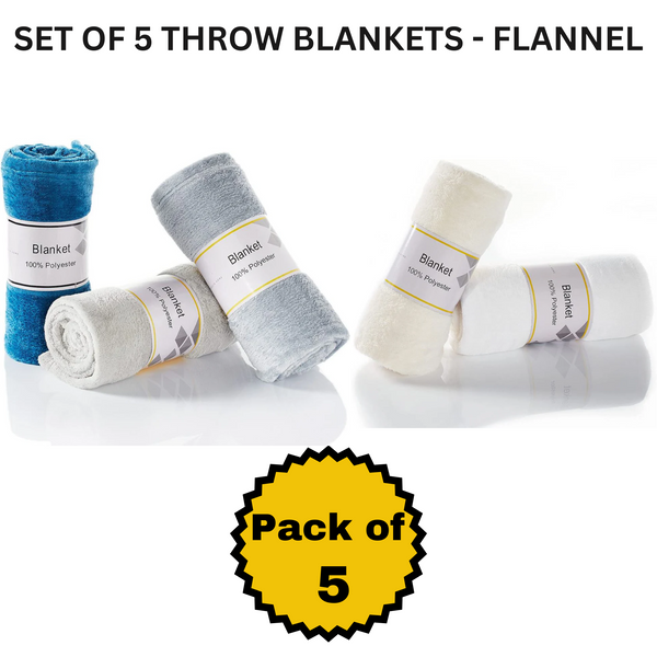 Ultra Soft Flannel Blanket / Throw Set - 200 GSM - 130 x 150 cm