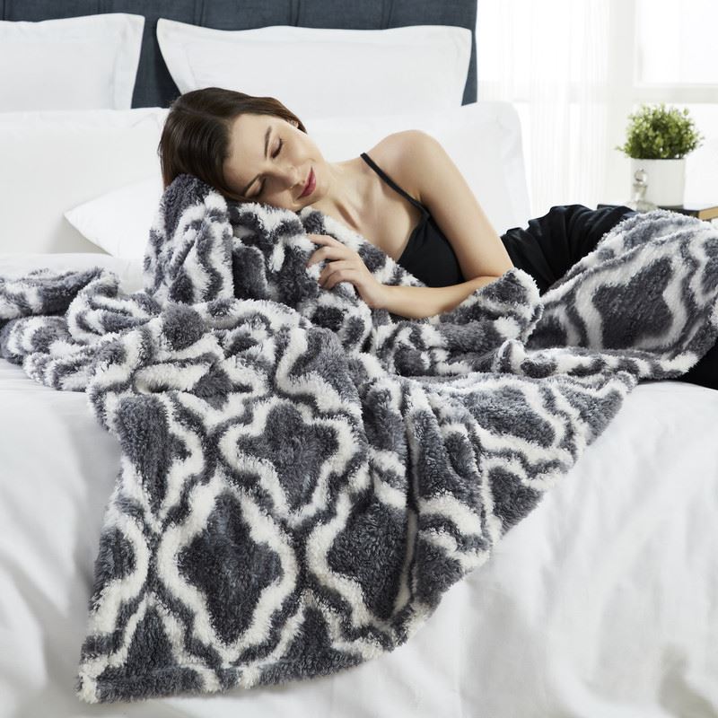Printed Sherpa Blanket - Ultra Soft Warm & Fluffy - Size -  Double