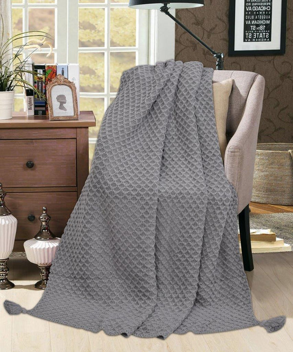 Knitted Throw Blanket - Pure Cotton - Size - Twin