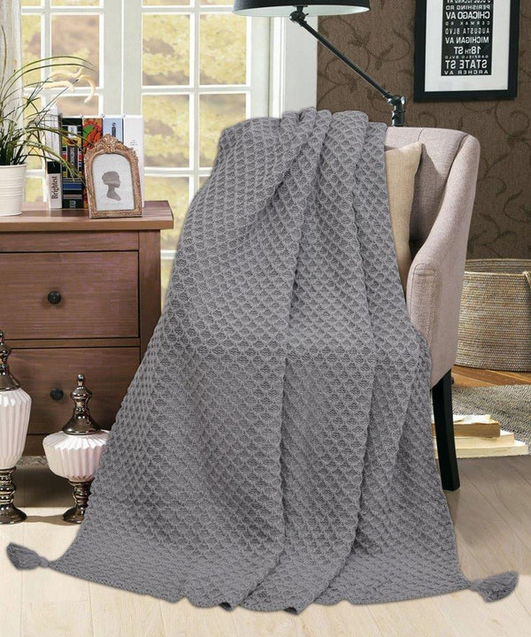 Knitted Throw Blanket - Pure Cotton