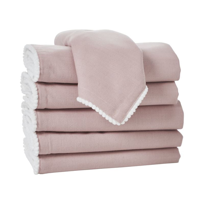 Reusable Cotton Napkin with Four Side Pom Pom Lace design (185 GSM)