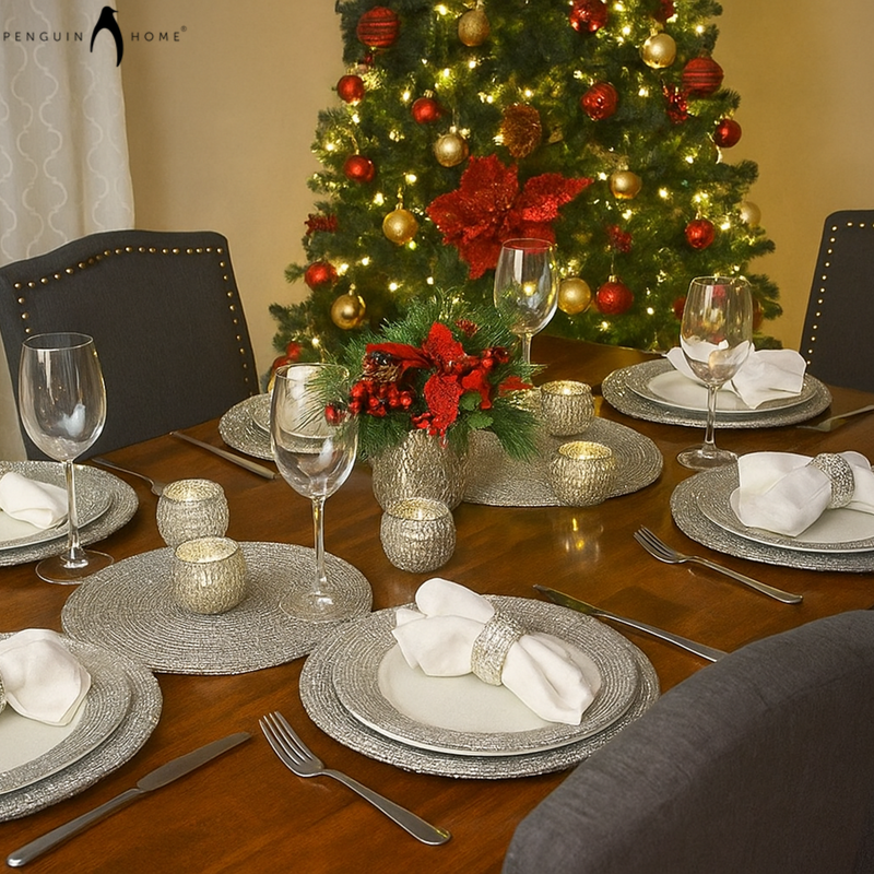 Placemats, Coasters & Napkin Rings Set - Handcrafted Glass Beaded
