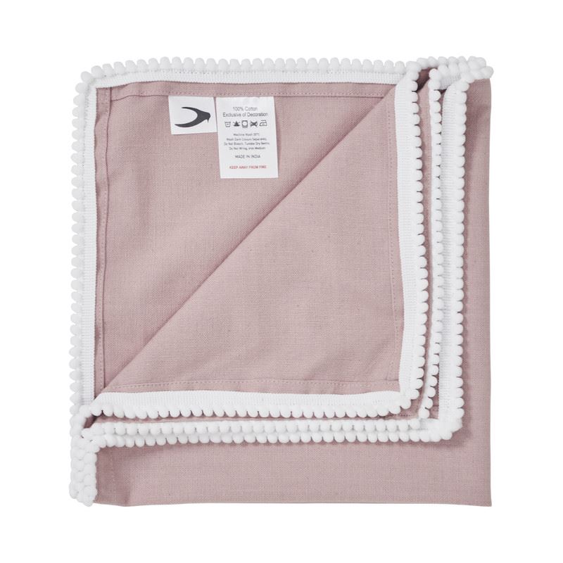 Reusable Cotton Napkin with Four Side Pom Pom Lace design (185 GSM)
