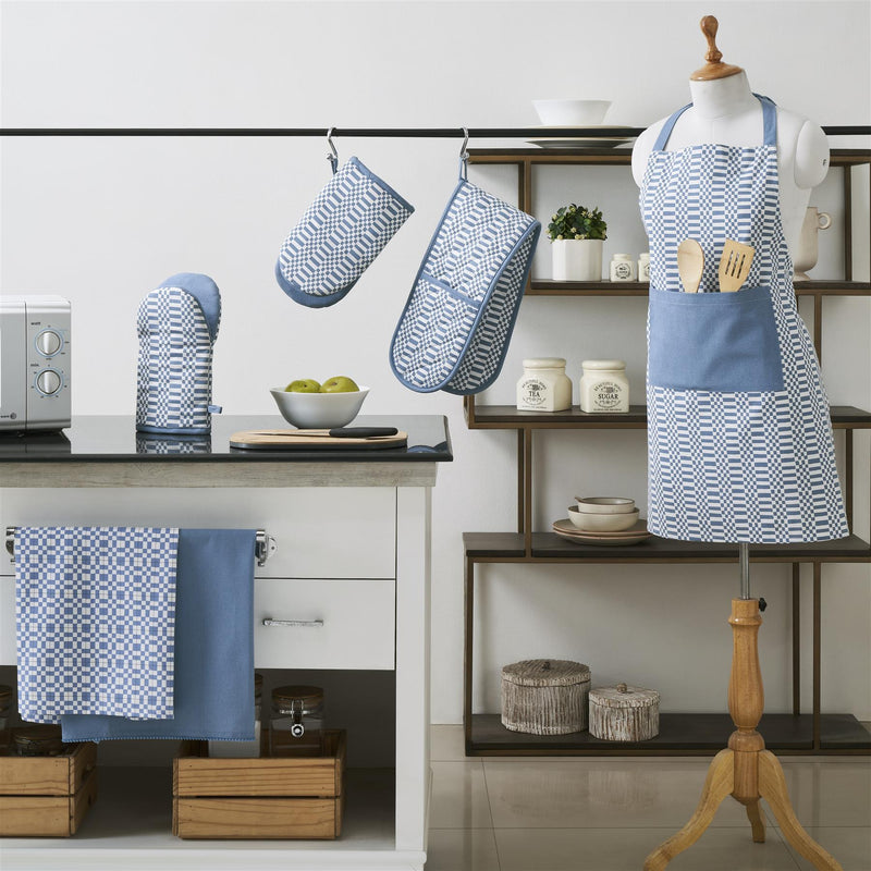 Set of 6 Kitchen Set - Tea Towels, Double Oven Gloves, Oven Gloves & Apron