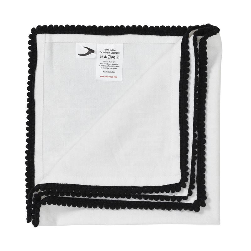 Reusable Cotton Napkin with Four Side Pom Pom Lace design (185 GSM)