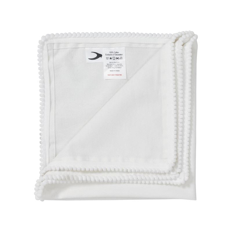 Reusable Cotton Napkin with Four Side Pom Pom Lace design (185 GSM)