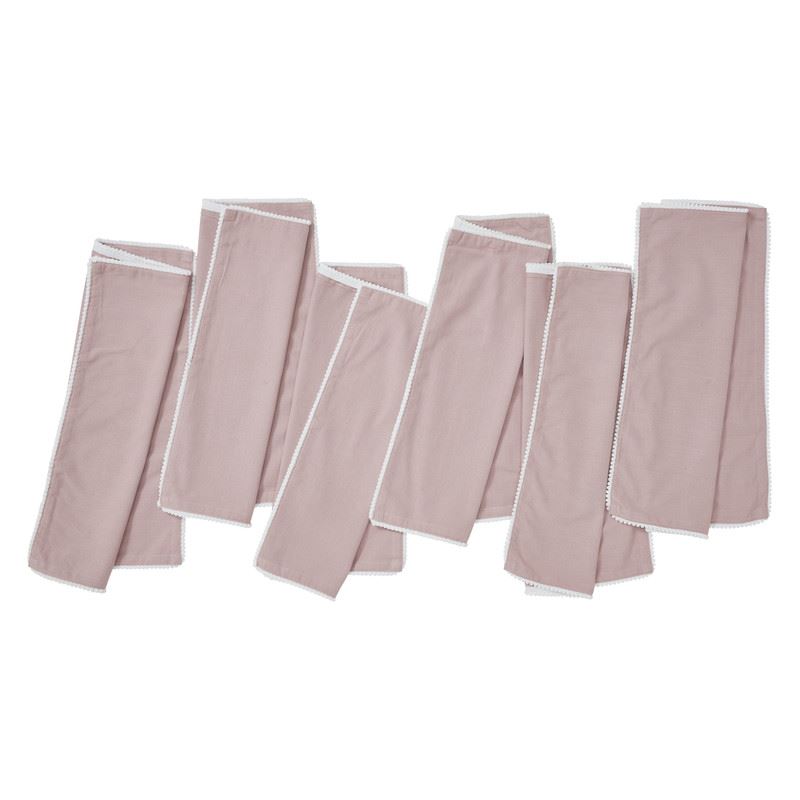 Reusable Cotton Napkin with Four Side Pom Pom Lace design (185 GSM)