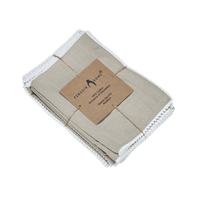 Reusable Cotton Napkin with Four Side Pom Pom Lace design (185 GSM)