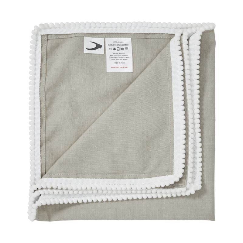 Reusable Cotton Napkin with Four Side Pom Pom Lace design (185 GSM)