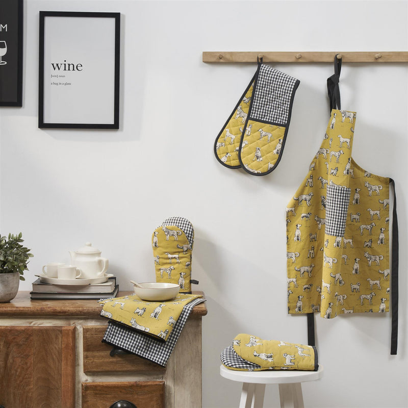 Set of 6 Kitchen Set - Tea Towels, Double Oven Gloves, Oven Gloves & Apron