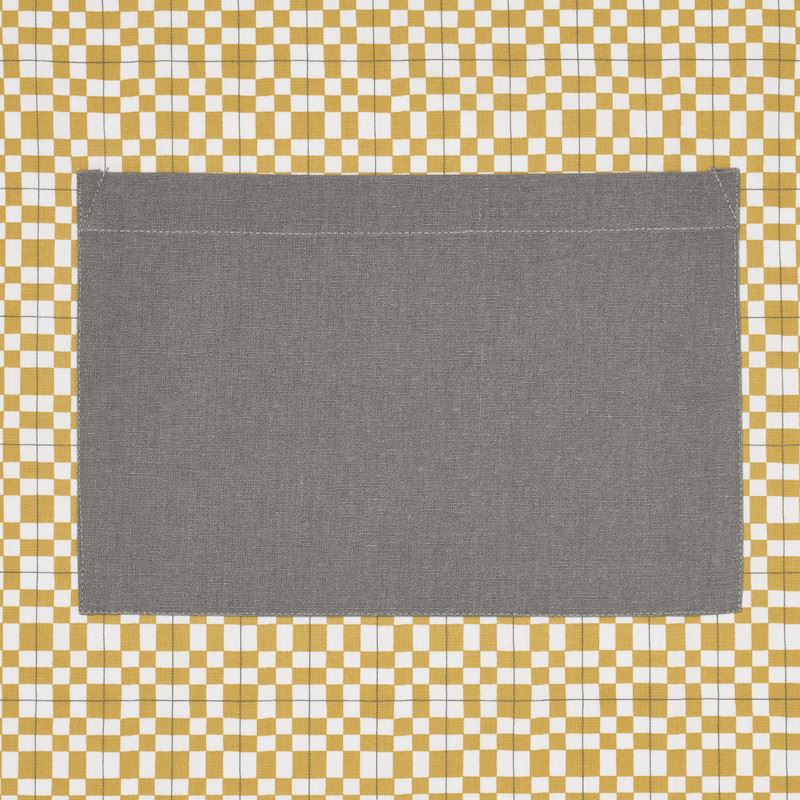 Chef Quality  Apron With  Thokka Print  Plain woven contrast color pocket