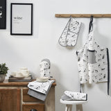 Set of 6 Kitchen Set - Tea Towels, Double Oven Gloves, Oven Gloves & Apron