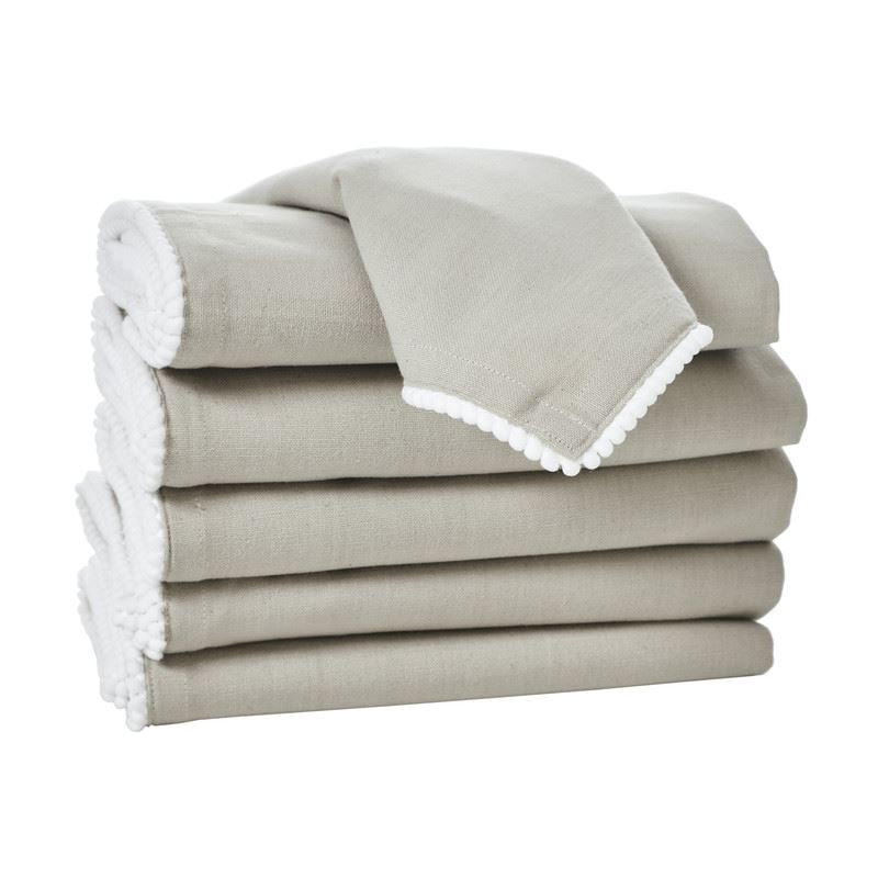 Reusable Cotton Napkin with Four Side Pom Pom Lace design (185 GSM)
