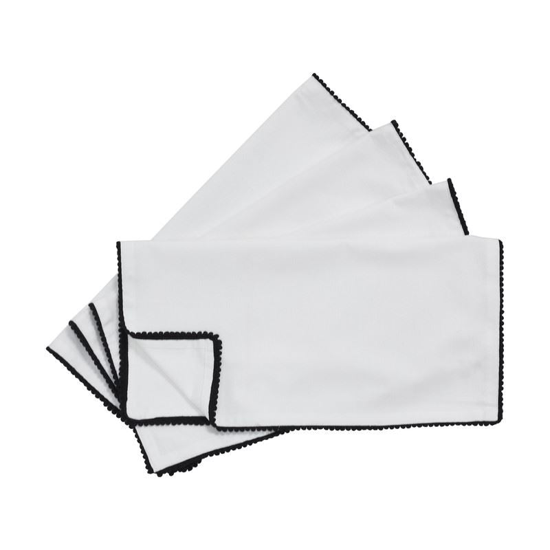 Reusable Cotton Napkin with Four Side Pom Pom Lace design (185 GSM)