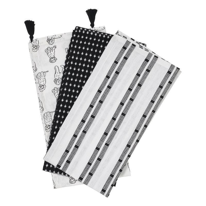 Recycled Cotton Set of 2 and 3 Tea Towels Eco Friendly with Stylish Thokka Print