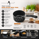 Penguin Home Stainless Steel Milk Pan with Pouring Lips, Induction Compatible Saucepan, Versatile Cooking Pot for Milk, Sauces & Heating, Dishwasher Safe