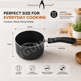 Penguin Home Stainless Steel Milk Pan with Pouring Lips, Induction Compatible Saucepan, Versatile Cooking Pot for Milk, Sauces & Heating, Dishwasher Safe