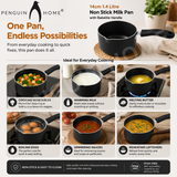 Penguin Home Stainless Steel Milk Pan with Pouring Lips, Induction Compatible Saucepan, Versatile Cooking Pot for Milk, Sauces & Heating, Dishwasher Safe