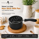 Penguin Home Stainless Steel Milk Pan with Pouring Lips, Induction Compatible Saucepan, Versatile Cooking Pot for Milk, Sauces & Heating, Dishwasher Safe