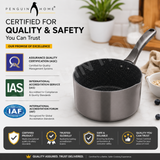 Penguin Home Stainless Steel Milk Pan with Pouring Lips, Induction Compatible Saucepan, Versatile Cooking Pot for Milk, Sauces & Heating, Dishwasher Safe