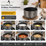 Penguin Home Stainless Steel Milk Pan with Pouring Lips, Induction Compatible Saucepan, Versatile Cooking Pot for Milk, Sauces & Heating, Dishwasher Safe