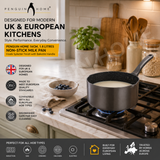 Penguin Home Stainless Steel Milk Pan with Pouring Lips, Induction Compatible Saucepan, Versatile Cooking Pot for Milk, Sauces & Heating, Dishwasher Safe