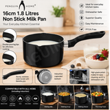 Penguin Home Stainless Steel Milk Pan with Pouring Lips, Induction Compatible Saucepan, Versatile Cooking Pot for Milk, Sauces & Heating, Dishwasher Safe