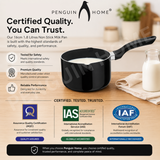 Penguin Home Stainless Steel Milk Pan with Pouring Lips, Induction Compatible Saucepan, Versatile Cooking Pot for Milk, Sauces & Heating, Dishwasher Safe