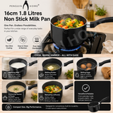 Penguin Home Stainless Steel Milk Pan with Pouring Lips, Induction Compatible Saucepan, Versatile Cooking Pot for Milk, Sauces & Heating, Dishwasher Safe