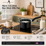 Penguin Home Stainless Steel Milk Pan with Pouring Lips, Induction Compatible Saucepan, Versatile Cooking Pot for Milk, Sauces & Heating, Dishwasher Safe