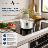 Penguin Home Stainless Steel Milk Pan with Pouring Lips, Induction Compatible Saucepan, Versatile Cooking Pot for Milk, Sauces & Heating, Dishwasher Safe