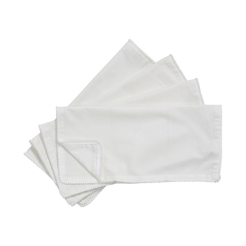 Reusable Cotton Napkin with Four Side Pom Pom Lace design (185 GSM)