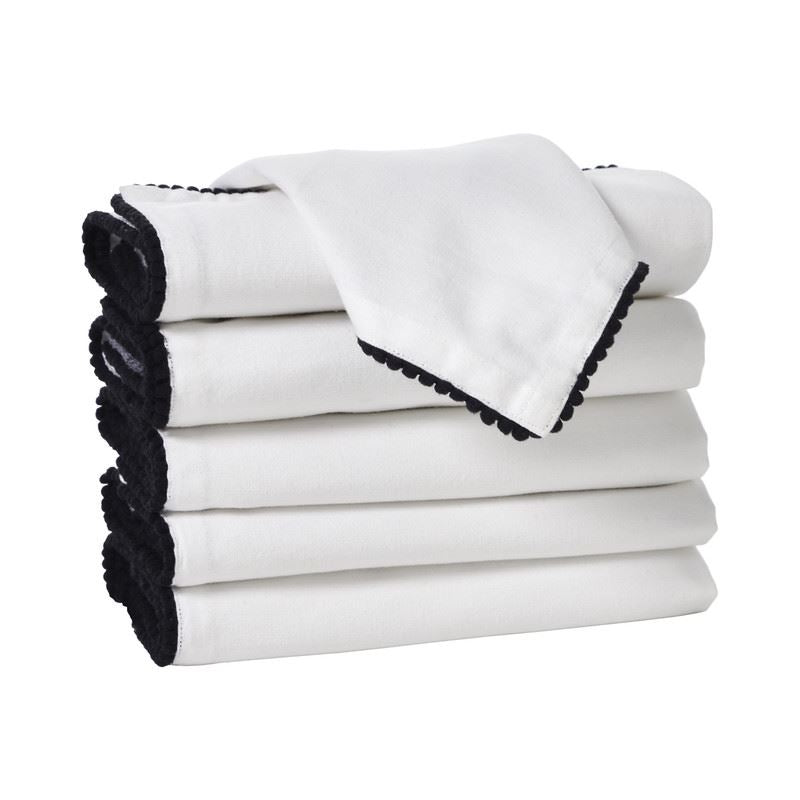 Reusable Cotton Napkin with Four Side Pom Pom Lace design (185 GSM)