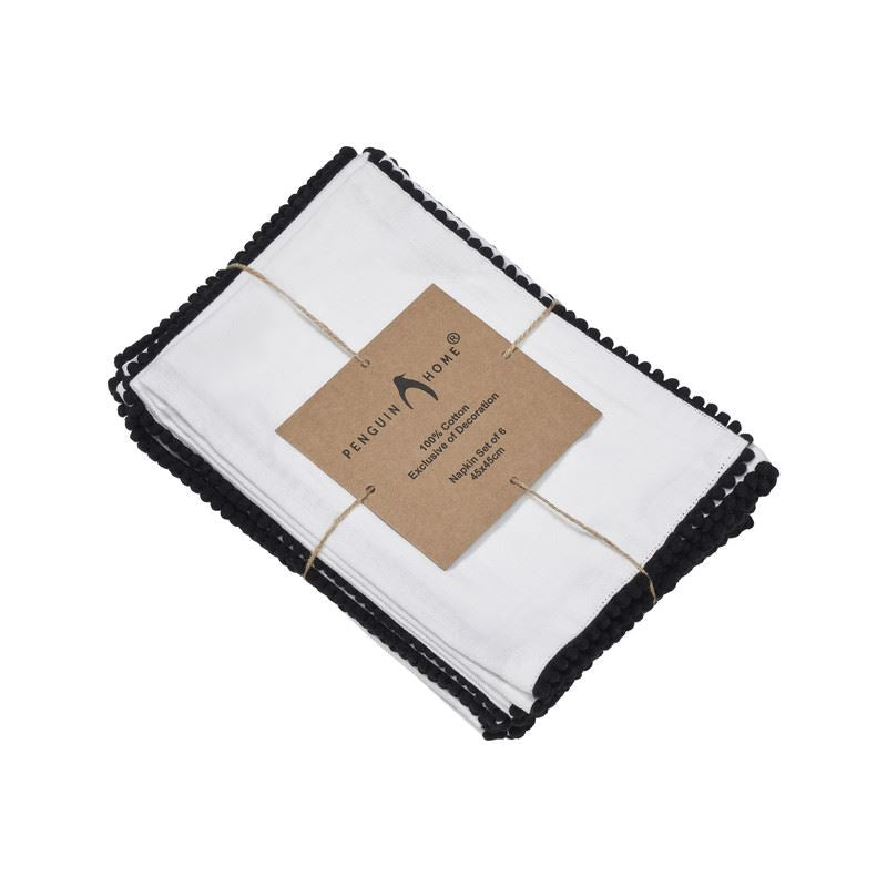 Reusable Cotton Napkin with Four Side Pom Pom Lace design (185 GSM)