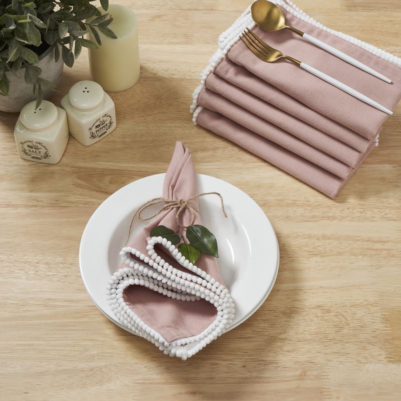 Reusable Cotton Napkin with Four Side Pom Pom Lace design (185 GSM)