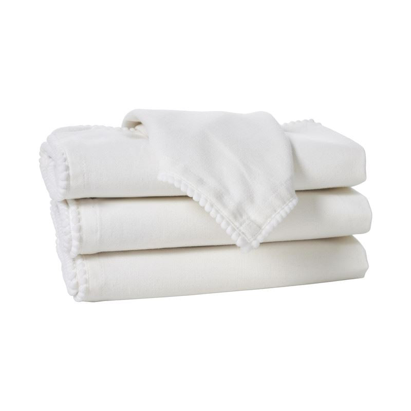 Reusable Cotton Napkin with Four Side Pom Pom Lace design (185 GSM)