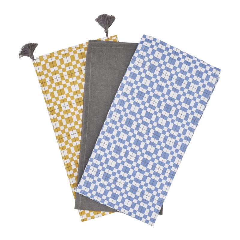 Recycled Cotton Set of 2 and 3 Tea Towels Eco Friendly with Stylish Thokka Print