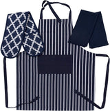 Apron, Oven Mitt & Kitchen Tea Towels Set - Pack of 4