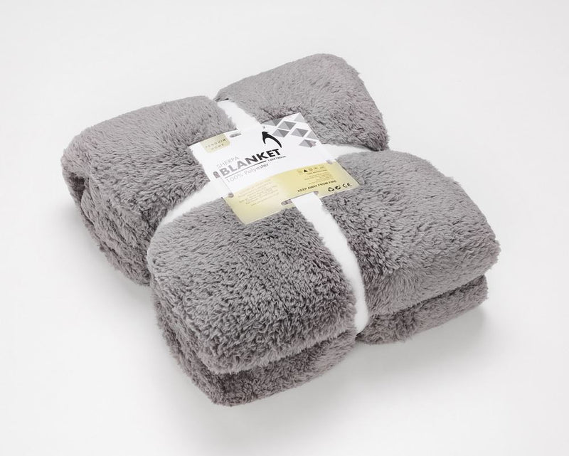 Solid Sherpa Blanket - Ultra Soft Warm & Fluffy - Size - Double