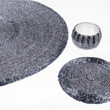 Tischsets, Untersetzer und Serviettenringe im Set – handgefertigte Glasperlen