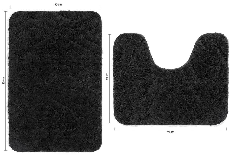 Bath Mats - Set of 2 - Diamond Design - Non Slip Microfibre Plush Soft