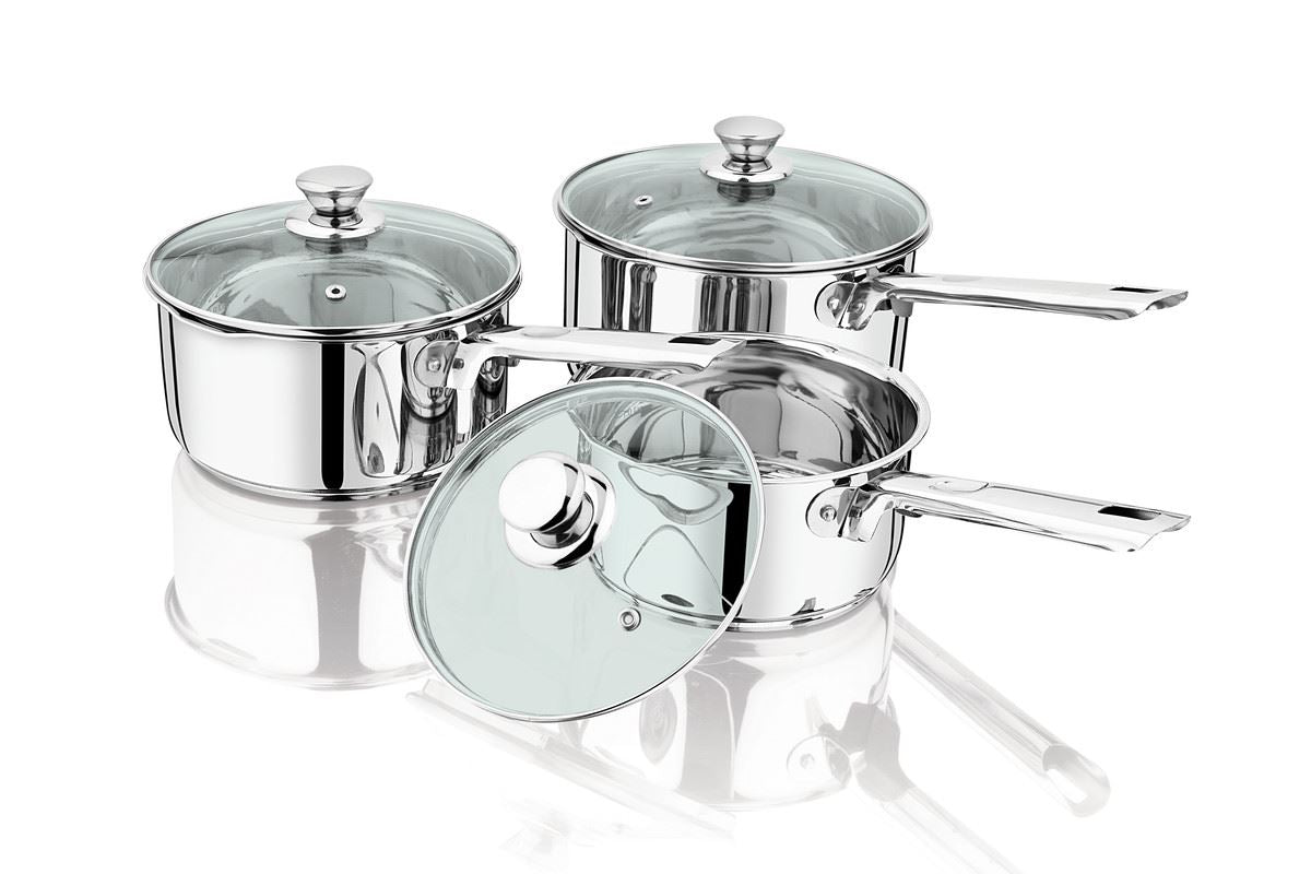 Set of 3 Saucepan / Stainless Steel Handle