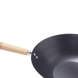 Carbon Steel Non Stick Wok with Sturdy Wooden Handle