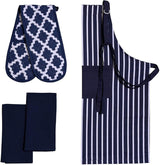 Apron, Oven Mitt & Kitchen Tea Towels Set - Pack of 4