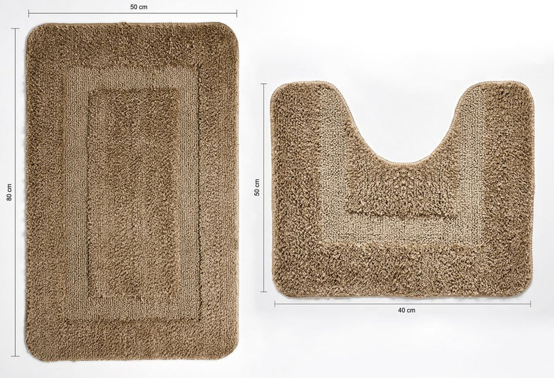 Bath mat and Contour Set - Non Slip Microfibre Plush Soft