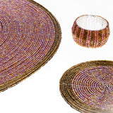 Tischsets, Untersetzer und Serviettenringe im Set – handgefertigte Glasperlen