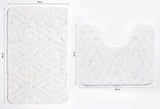 Bath Mats - Set of 2 - Diamond Design - Non Slip Microfibre Plush Soft