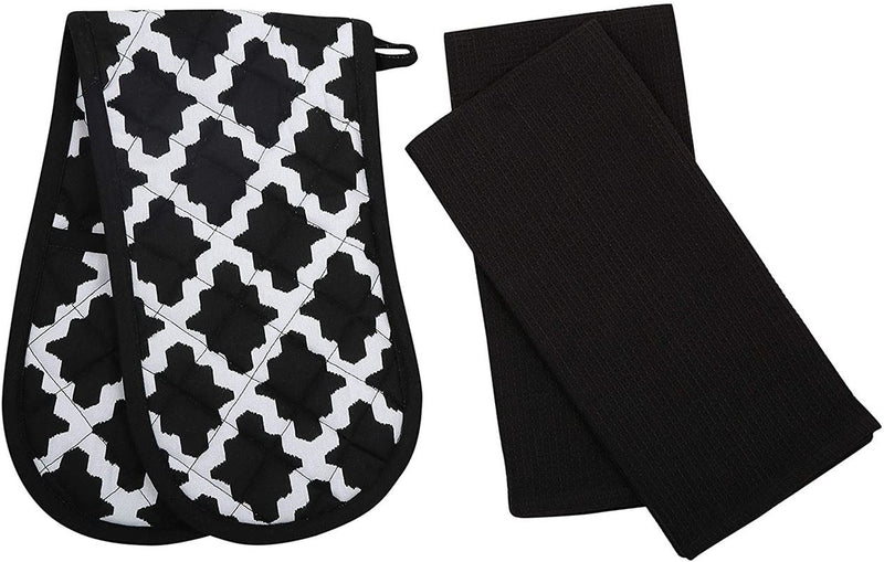 Apron, Oven Mitt & Kitchen Tea Towels Set - Pack of 4