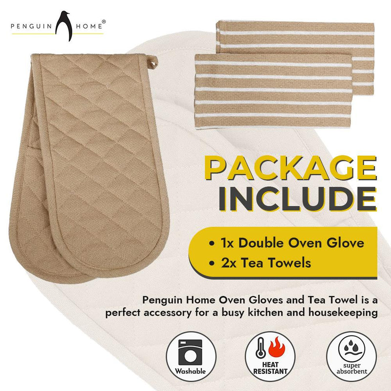 Oven Glove & Kitchen Tea Towels - Set of 3